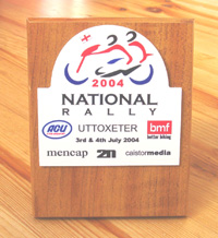 National Rally Finishers Plaque