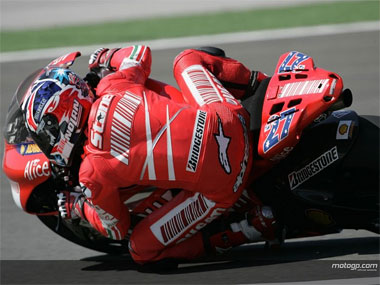 Get used to this view - I think we're going to see the back of Casey Stoner's Ducati quite a lot this season...