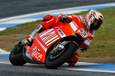 It looks lovely, but why is Casey Stoner the only person who can make the Ducati work? Marco Melandri is struggling at the back of the pack...