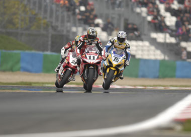 No Max Neukirchner isn't being lapped, he really is up there hassling the Troys for a podium place...