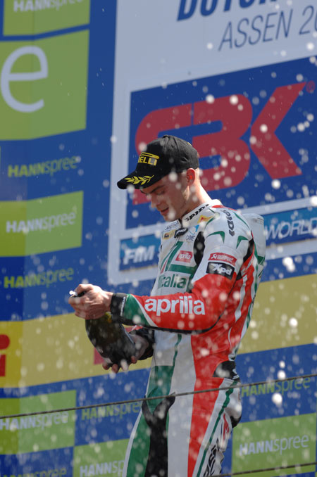 Talented, British and one of the nicest guys you could ever meet. Leon Camier on his forst SBK podium...
