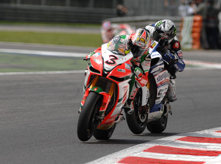 Probably the closest Biaggi really came to being consistently pressured all weekend...