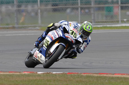 Cal Crutchlow worked himself, his bike, and his tyres very hard all weekend. Here the tyres seem to have had enough...