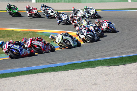 There's a lot of bikes here, and a pretty broad mix, too. Lap one, race one. 